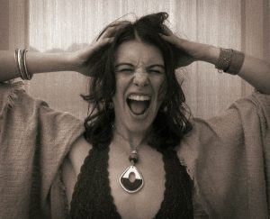model screaming