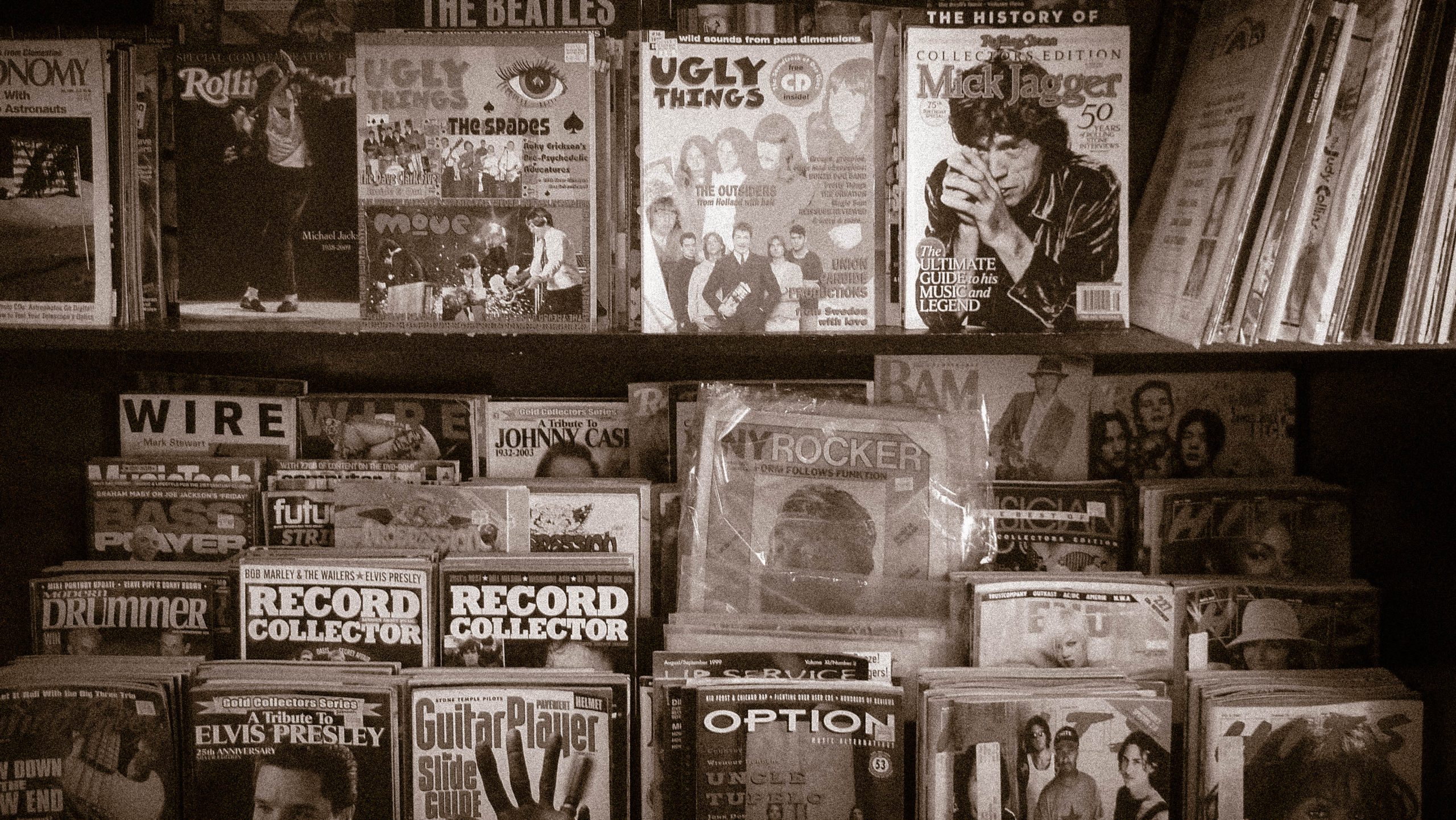 film photo of magazine covers