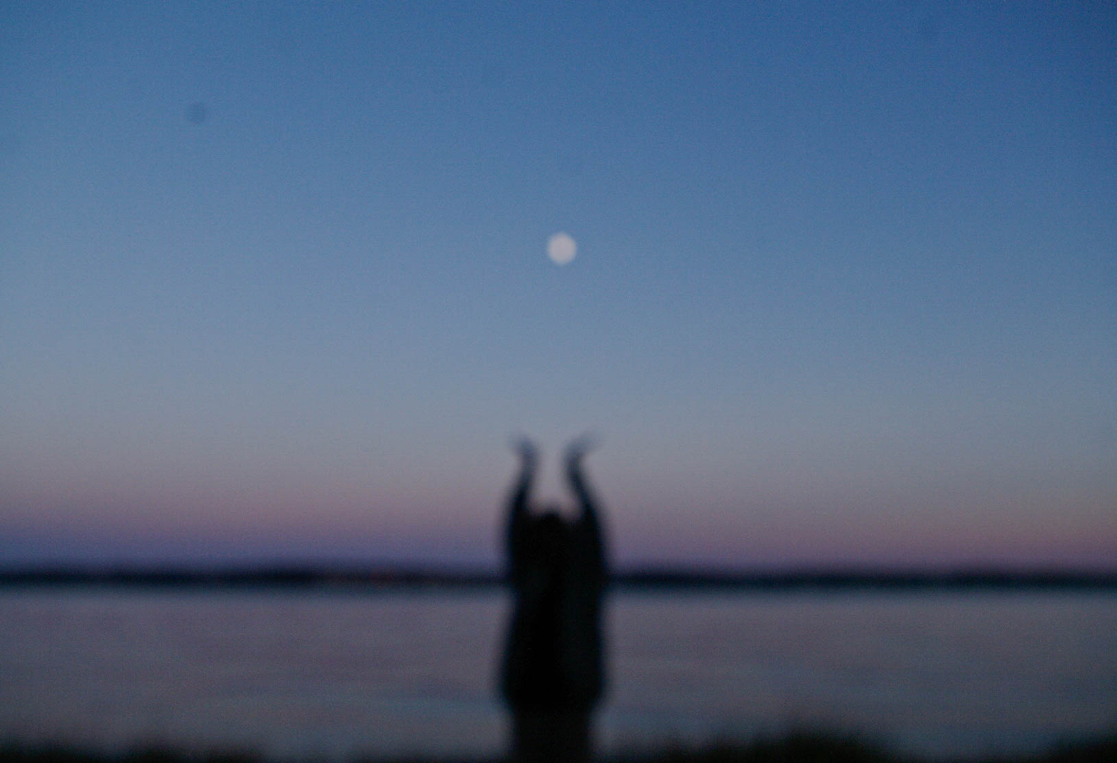 model posing with the moon
