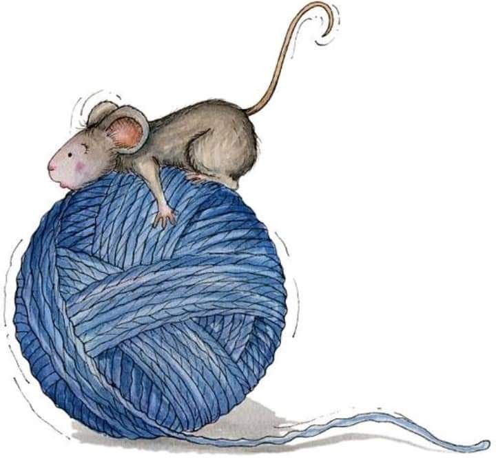 a rat rolling on a ball of yarn