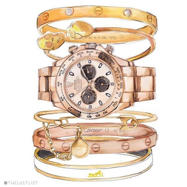 watercolor painting of bracelets 