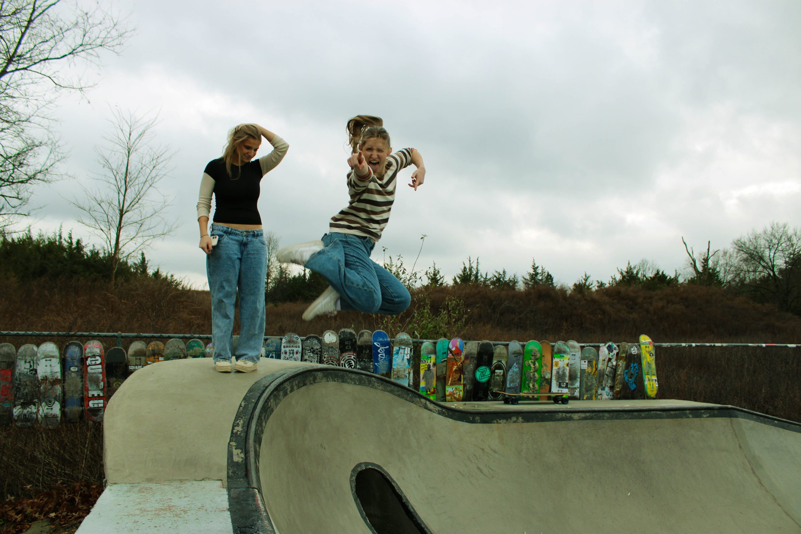 model jumping in the air